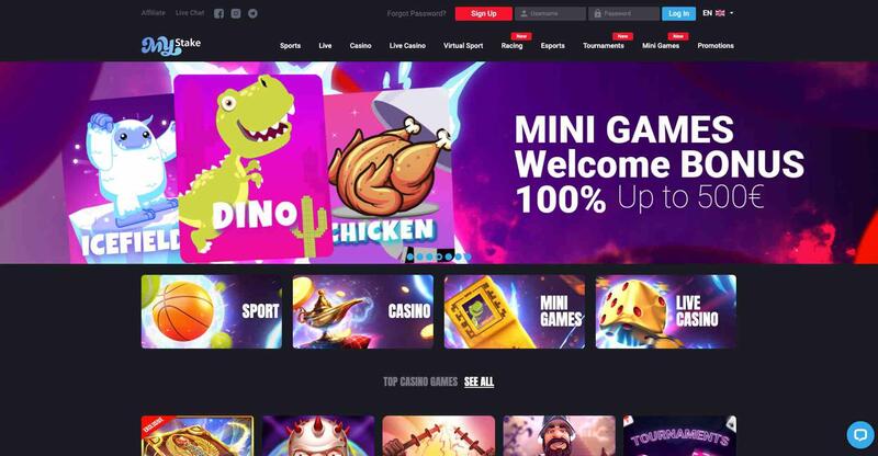 A screenshot from MyStake casino showing the Mini Games Welcome Bonus.
