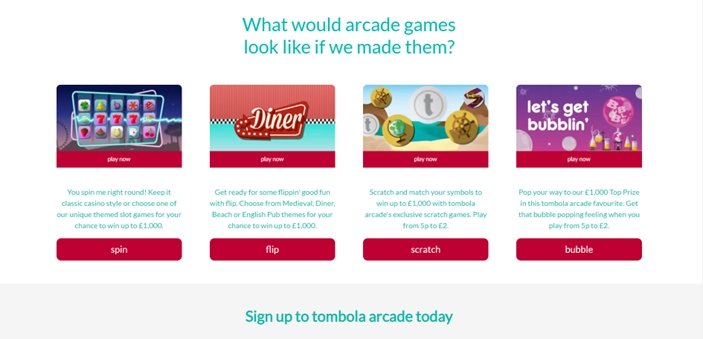 Screenshot Arcade tombola Games lobby