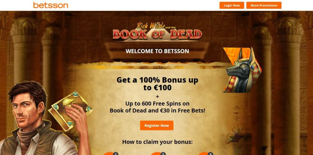 A screenshot of the Betsson casino welcome offer