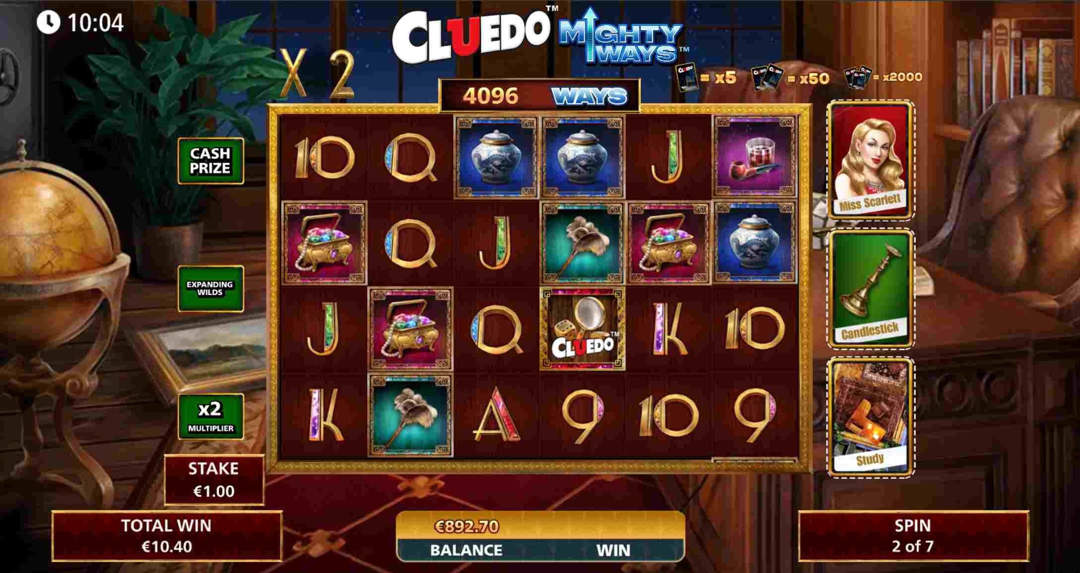Cluedo Mighty Ways Free Spins Screenshot