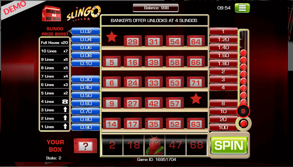 Image showing Deal or no deal slingo base game
