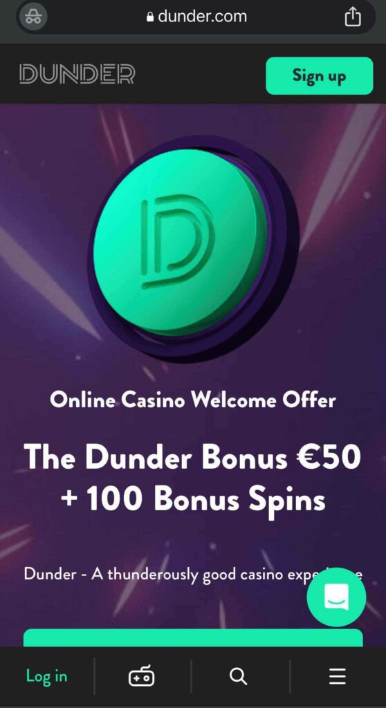 Dunder Screenshot Welcome Offer Mobile Casino