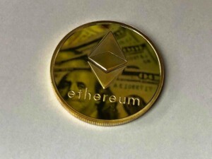 An image of an Ethereum coin