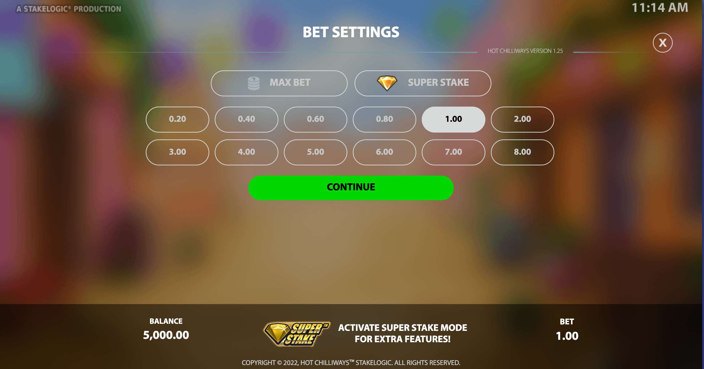 Hot Chilliways Betting Range Screenshot