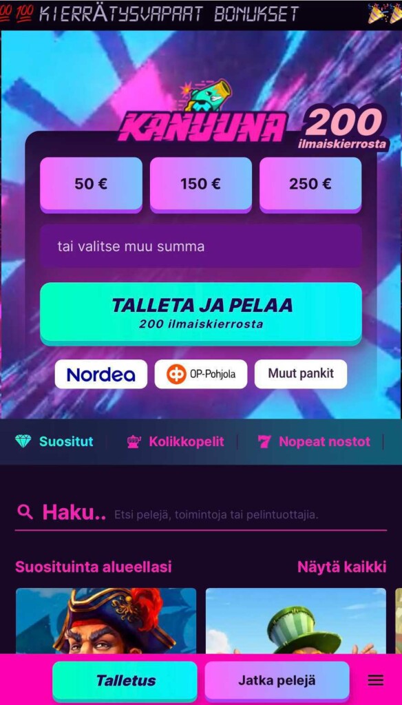 Kanuuna Casino Mobile Finland