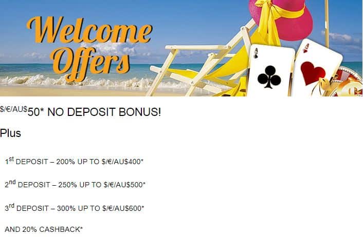 Malibu Welcome Bonus - 3 bonuses for first 3 deposits 