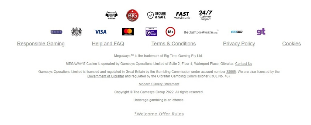 Megaways Casino Licence Detail