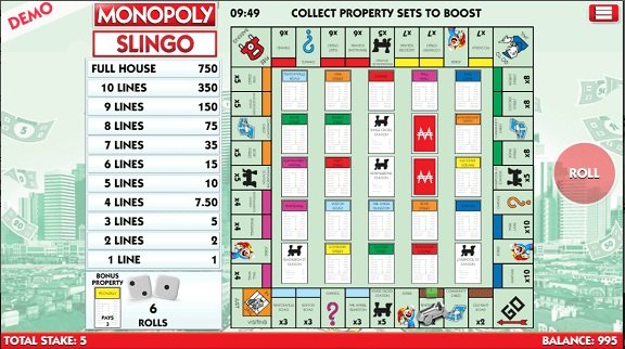 Image Showing Monopoly Slingo Base Game