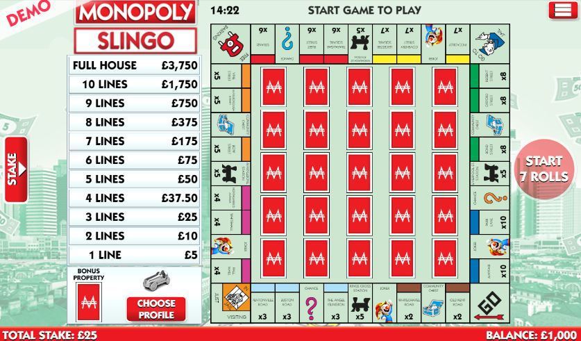 Screenshot Monopoly Slingo