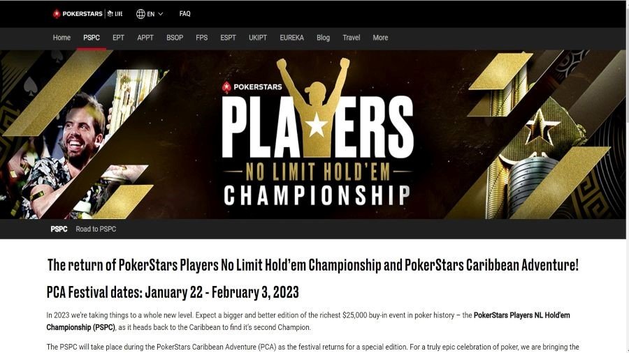 Pokerstars PSC page