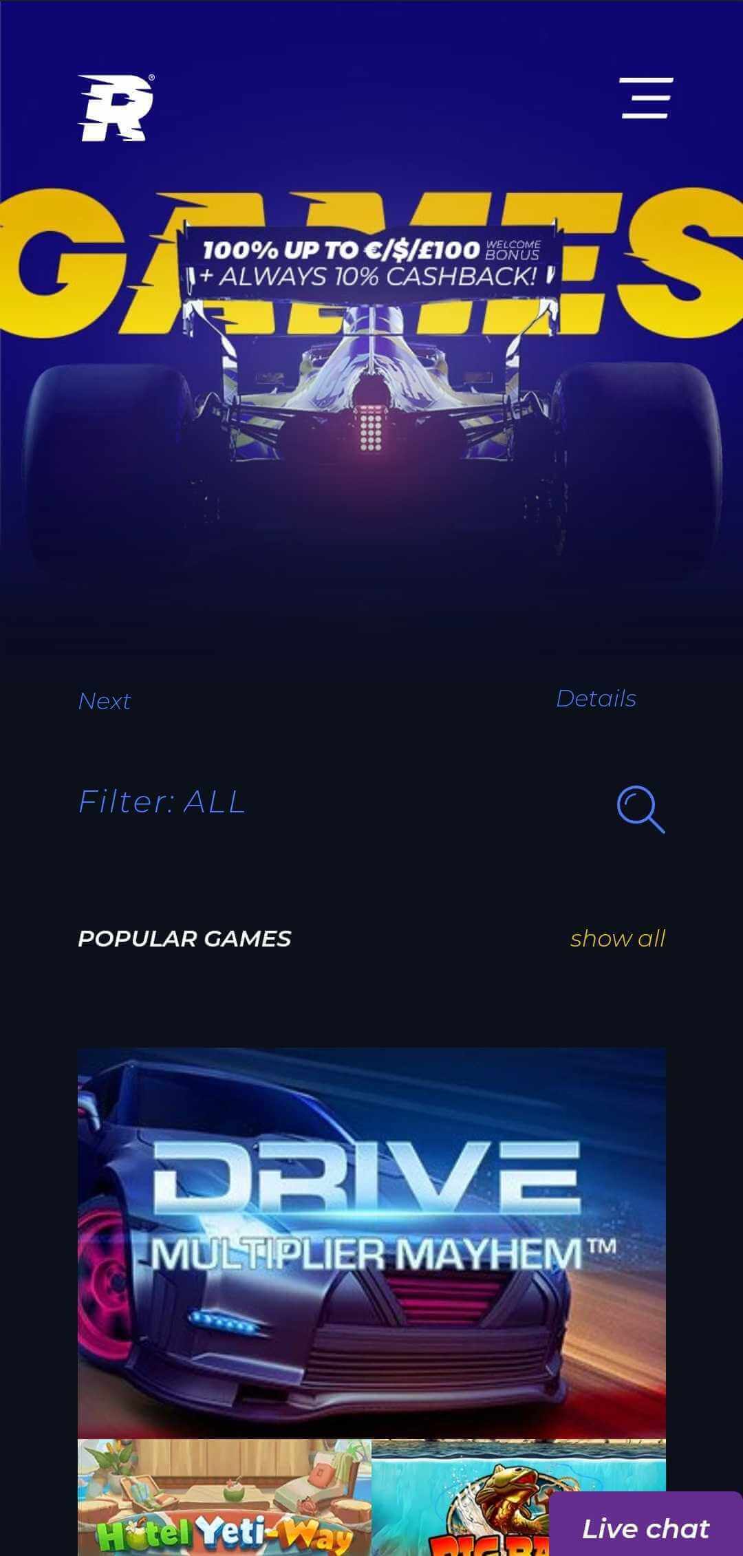 Screenshot Race Casino Mobile