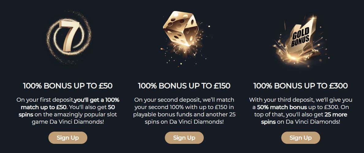 Royal Bets Welcome Bonus - 3 bonuses for 3 deposits