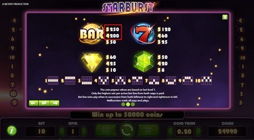 Starburst slot screenshot 
