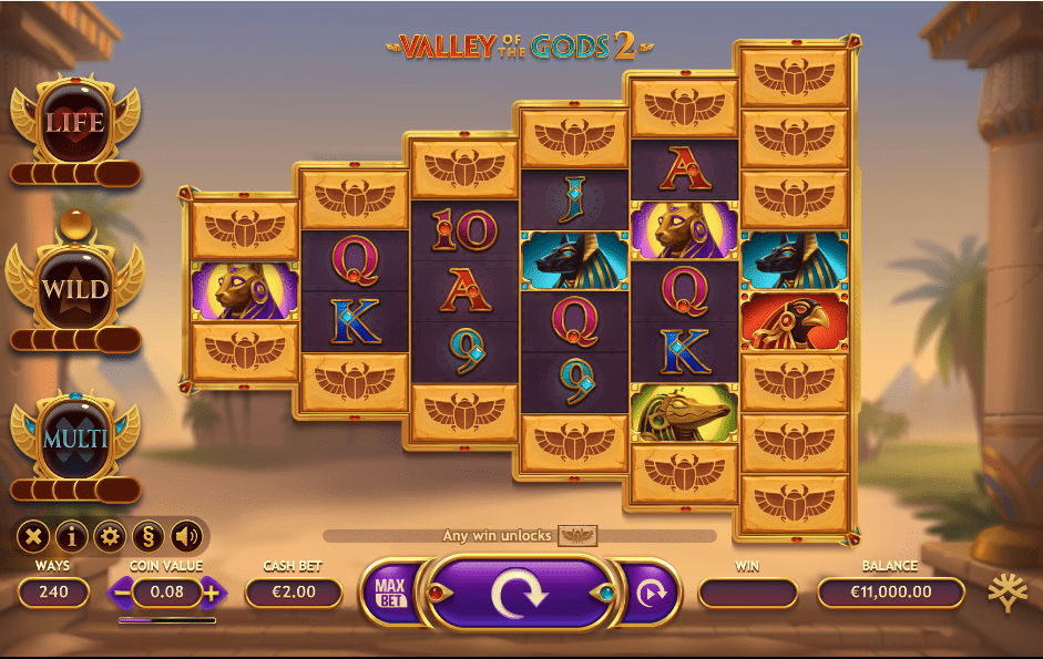 An image of the Valley of the Gods slot game