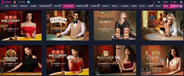 VBet Live Casino Games