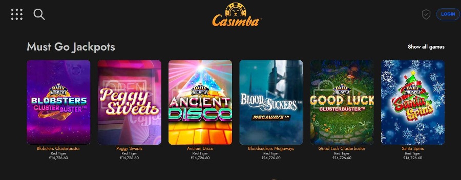 Casimba Casino Design Screenshot