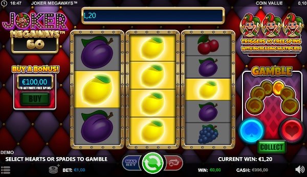 Joker Megaways Gameplay Win Screenshot