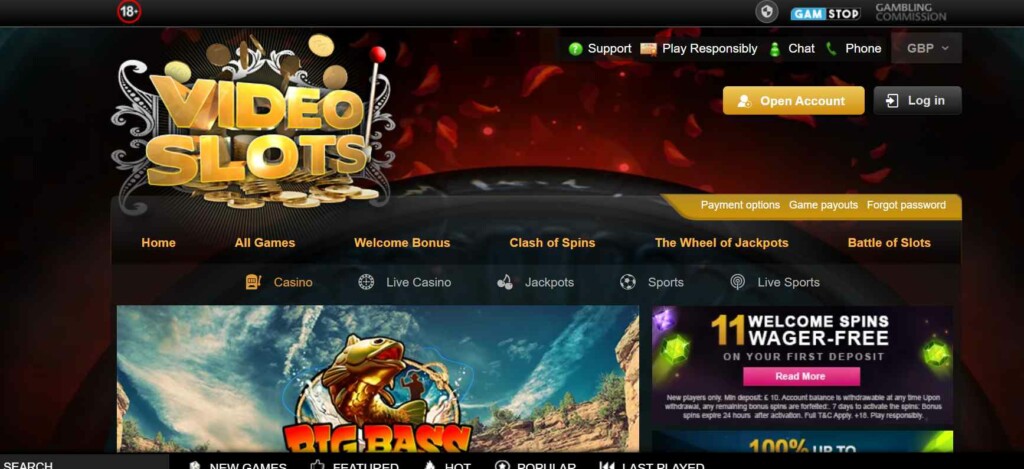 Screenshot videoslots Game Lobby